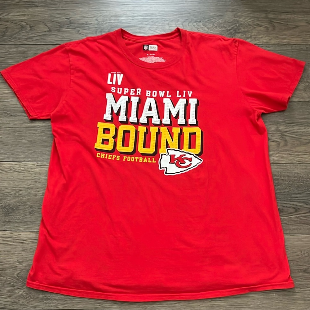 NFL Kansan City Chiefs Super Bowl LIV Miami Bound‎ 100% Cotton Ted T-Shirt XL